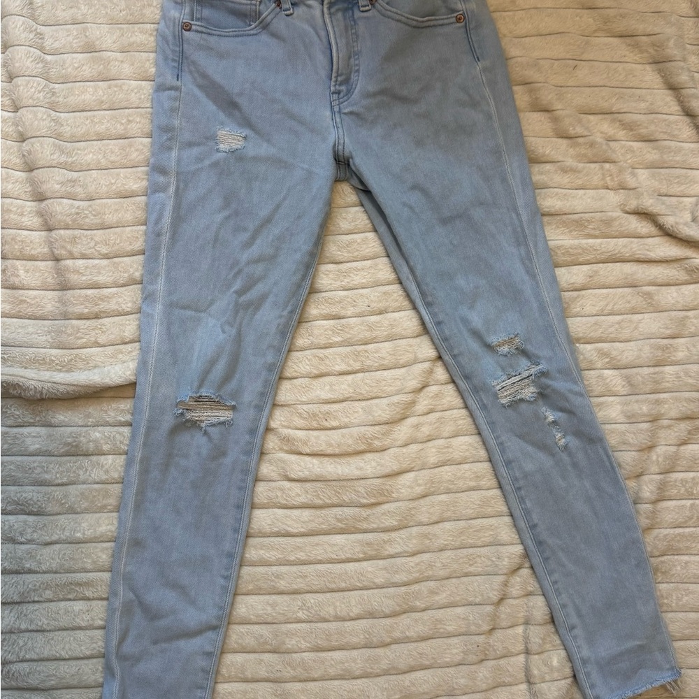 Stylish Light Blue Distressed Women's Jeans